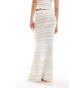 ASOS DESIGN knitted maxi skirt in stripe stitch in cream co-ord