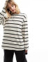 Monki oversize long sleeve t-shirt in off-white with black stripes