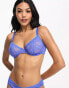 ASOS DESIGN Fuller Bust Alexis lace underwire bra with picot trim in cobalt blue