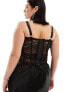 ASOS DESIGN Curve boned lace corset with cup detail in black