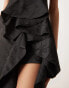 Sister Jane asymmetric ruffle midi dress in black