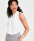 Women's Sleeveless Button-Front Ruffle Blouse