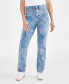 Women's High-Rise Straight-Leg Printed Jeans, Created for Macy's