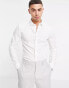 New Look long sleeve muscle fit poplin shirt in white