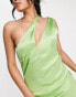 Pretty Lavish cut out asymmetric satin midaxi dress in green