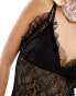 Labelrail x Dyspnea sheer lace maxi cami dress with godet detail in black