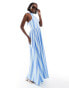 ASOS DESIGN halter neck low back maxi dress in blue stripe