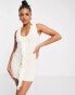 Bad Society Club textured frill front mini dress in cream