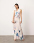 ASOS EDITION sheer statement cowl neck maxi dress in blurred floral print