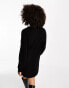 Glamorous tie waist mini jumper dress in black knit