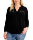 Plus Size Zip-Pocket Top, Created for Macy's