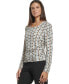 Women's Geometric-Print Ruched Square-Neck Top