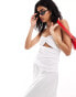 4th & Reckless bandeau cut out dropped waist maxi dress in white