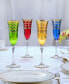 Multicolor Champagne Flutes with Gold-Tone Rings, Set of 4