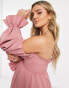 ASOS DESIGN Maternity shirred bardot blouson midi dress in soft pink