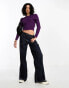 Daisy Street off shoulder fitted jumper in purple knit