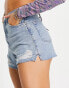 Topshop a line mom shorts with rip in mid blue