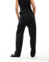 ASOS DESIGN tab detail straight leg tailored trouser in black