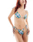 Reclaimed Vintage triangle bikini top with beads in check print