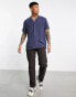 ASOS DESIGN relaxed viscose shirt in navy