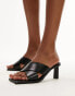 Topshop Cali premium leather square toe heeled mule in black