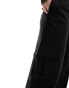 Stradivarius pull on cargo trouser in black