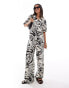 Vila boxy shirt co-ord in mono swirl print