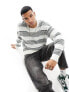 New Look stripe crew neck jumper in off white and khaki