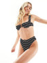 Free Society crinkle stripe underwire bikini top in black