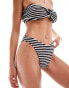 ASOS DESIGN Amy crinkle high leg hipster bikini bottom in mono stripe