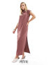 ASOS DESIGN Petite high neck column maxi dress in Mauve