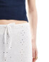 ASOS DESIGN broderie column skirt with tie detail in white