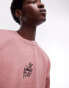 Topman oversized fit sweatshirt with skull tattoo embroidery in washed pink