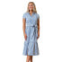 Women's Short Sleeve Button Front Tiered Maxi Dress with Waist Sash