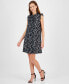 Women's Printed Tie-Neck A-Line Dress