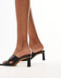 Topshop Cali premium leather square toe heeled mule in black