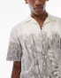 Topman short sleeve relaxed revere lino hand printed shirt in ecru