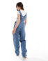 Lee unisex workwear relaxed fit denim dungarees in mid wash