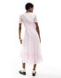 Reclaimed Vintage short sleeve maxi dress in pink