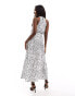 AX Paris halterneck tie waist maxi dress in white spot print