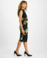 Women's Printed Mesh Blouson Ruched-Skirt Midi Dress, Created for Macy's