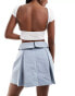 In The Style pleated fold over waist mini skirt in baby blue