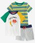 Toddler Boys Striped T-Shirt, Go Long Graphic T-Shirt & Colorblocked Shorts, 3 Piece Set