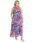 Plus Size Printed Halter Maxi Dress