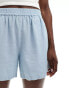 Pieces linen runner shorts in baby blue