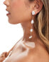 ASOS DESIGN drop earrings with faux natural pearl and fine chain detail in gold tone