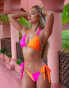 Moda Minx X Amber Jepson colour block tie side bikini bottom in pink and orange