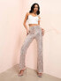 ASOS LUXE square sequin trousers in pink