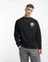 ASOS DESIGN oversized sweatshirt in black with spine back print and chest print