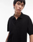 Topman oversized pique polo in black